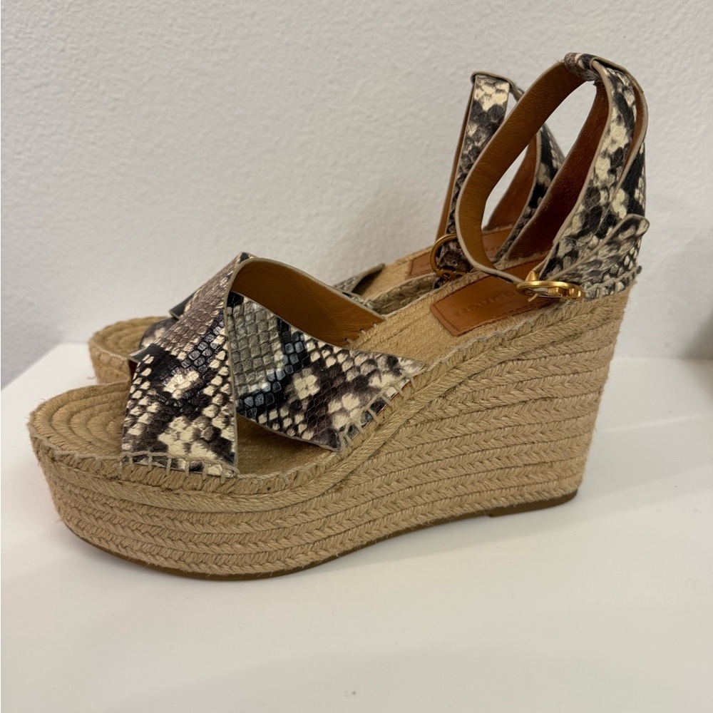 NWOT Tory Burch Selby Snake Printed Leather Wedge Platform Espadrille - Picture 5 of 5